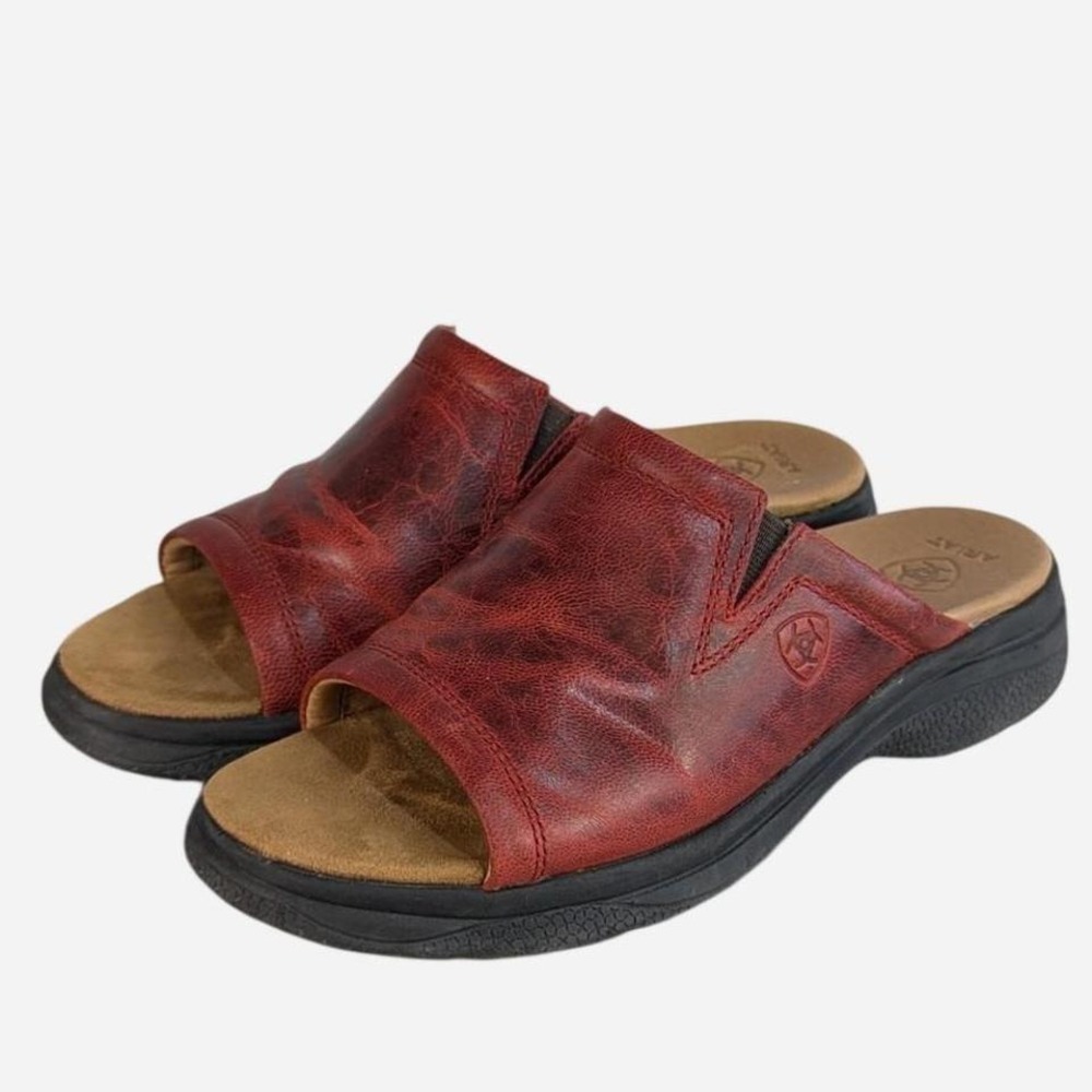 Ariat Bridgeport Burgundy Leather Slide Sandal 7.5 - Picture 2 of 8